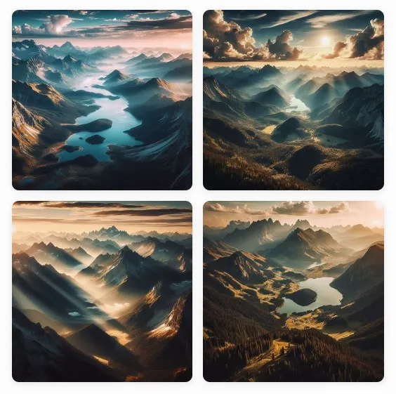 A breathtaking aerial view of a scenic mountain range