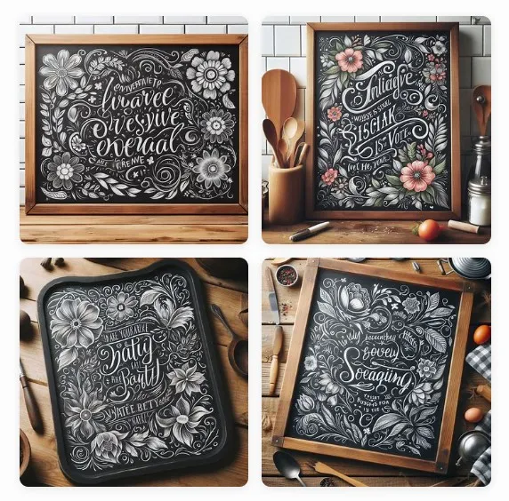 A chalkboard design with a hand-lettered quote