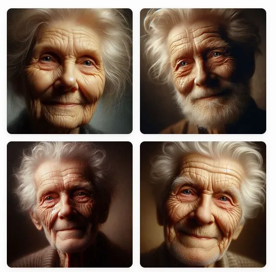 A realistic portrait of a smiling grandparent